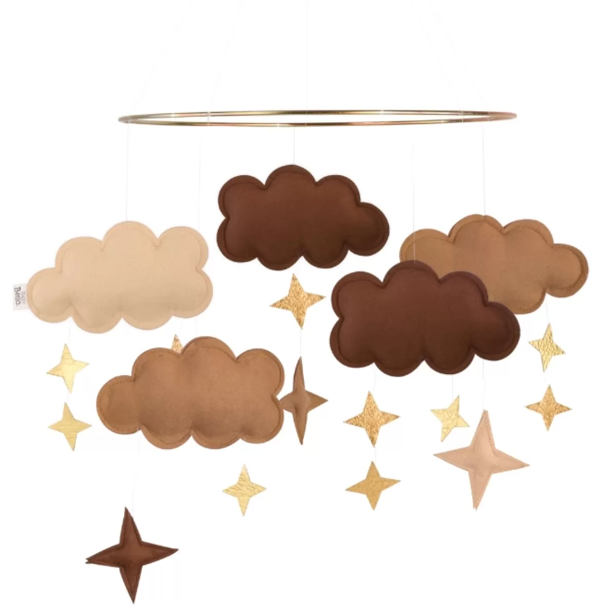 Babyspeelgoed-Baby Bello Mobiel Fantasy Clouds Pecan Wood