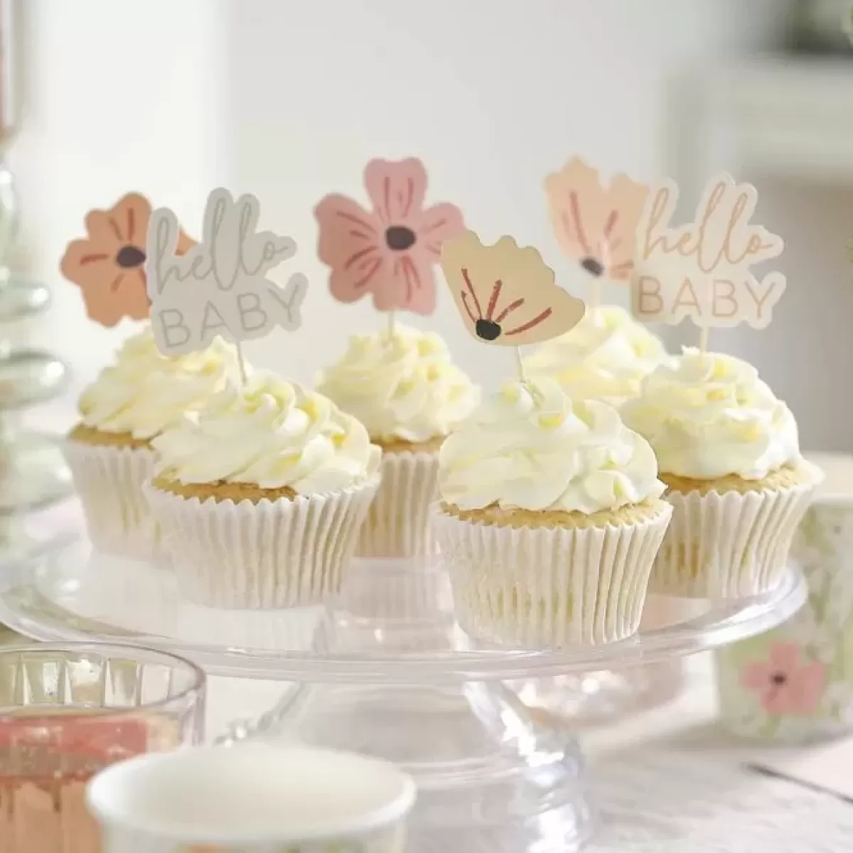 Floral Baby-Ginger Ray Babyshower Cupcake Prikkers | - Bloemig & Zoet