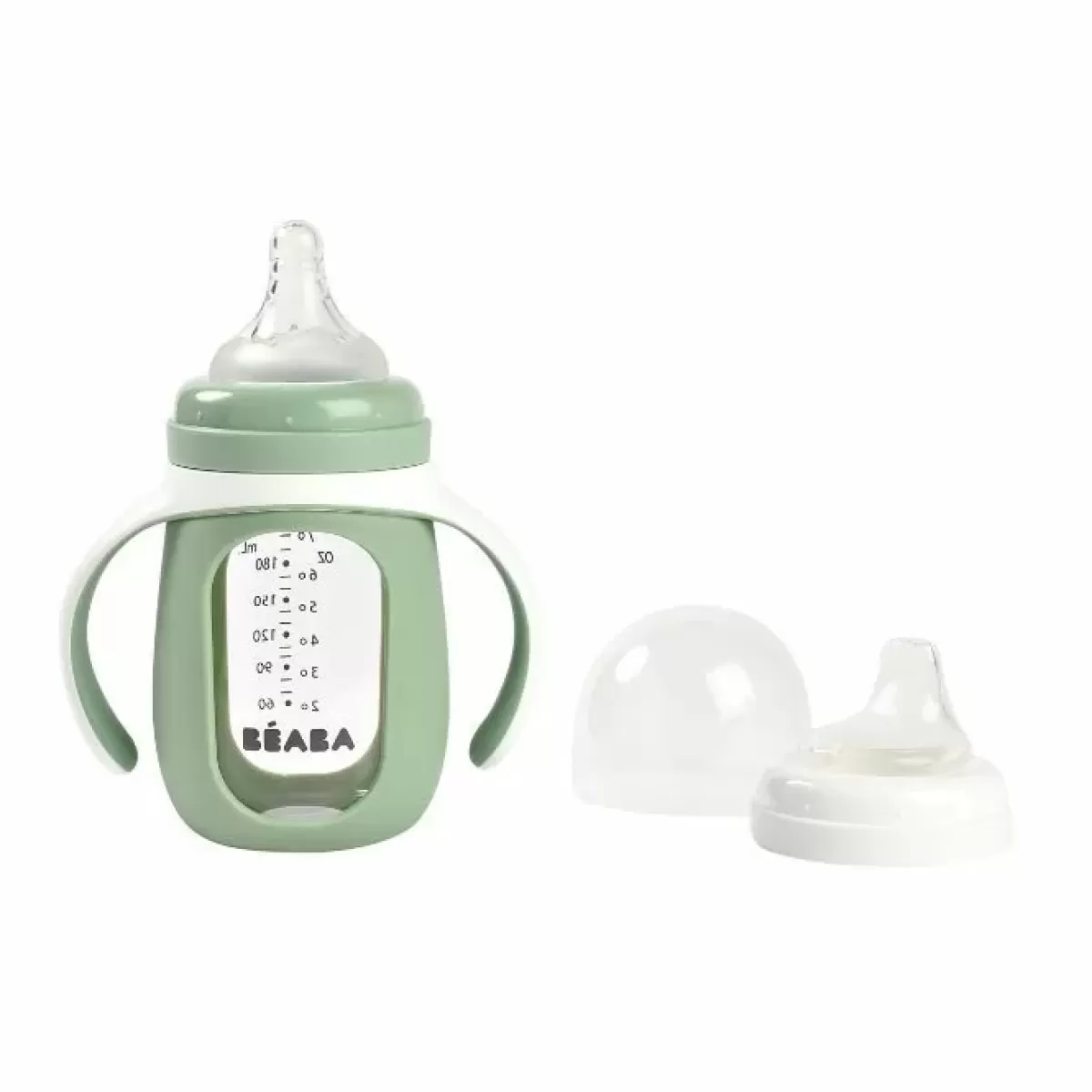 Drinkbekers-Beaba 2-In-1 Glazen Meegroeifles Groen 210Ml