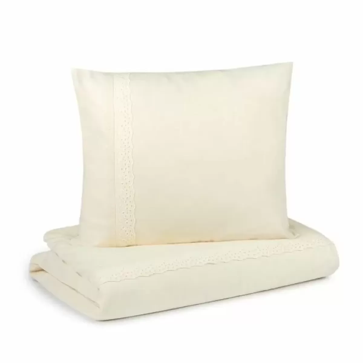 Dekbedovertrekken-Nobodinoz Beddengoed Junior Vera Eyelet Natural (100X150)