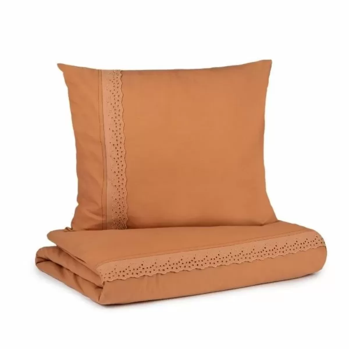 Dekbedovertrekken-Nobodinoz Beddengoed Junior Vera Eyelet Sienna Brown