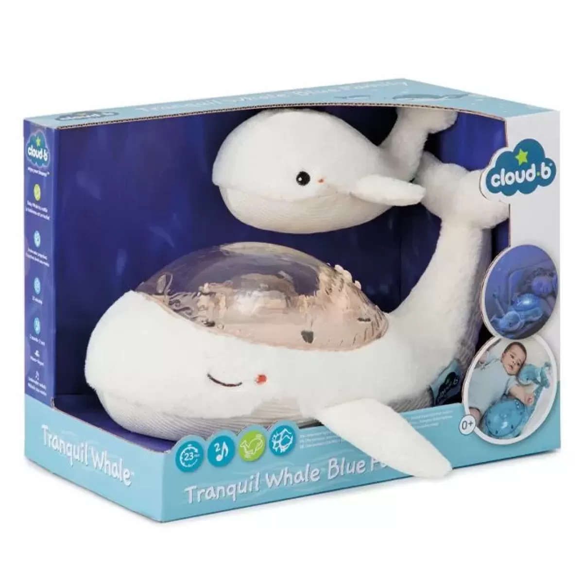 Knuffels-Cloud.B Knuffel Projector Met Geluid Tranquil Whale White