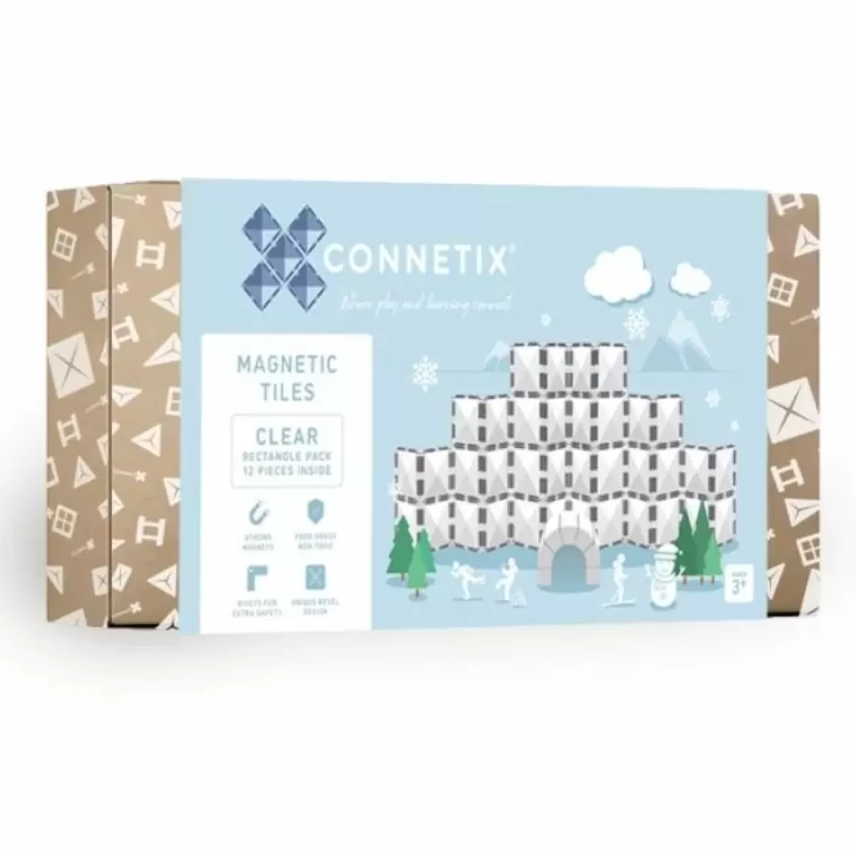 Bouwspeelgoed-Connetix Tiles Clear Rectangle Pack (12St) | Magnetische Bouwtegels | Kidsdeco.Nl