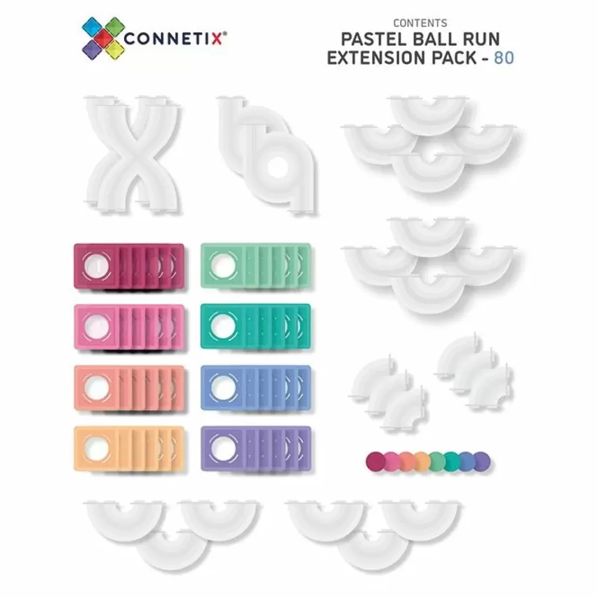 Bouwspeelgoed-Connetix Tiles Pastel Ball Run Expansion Pack (80St)