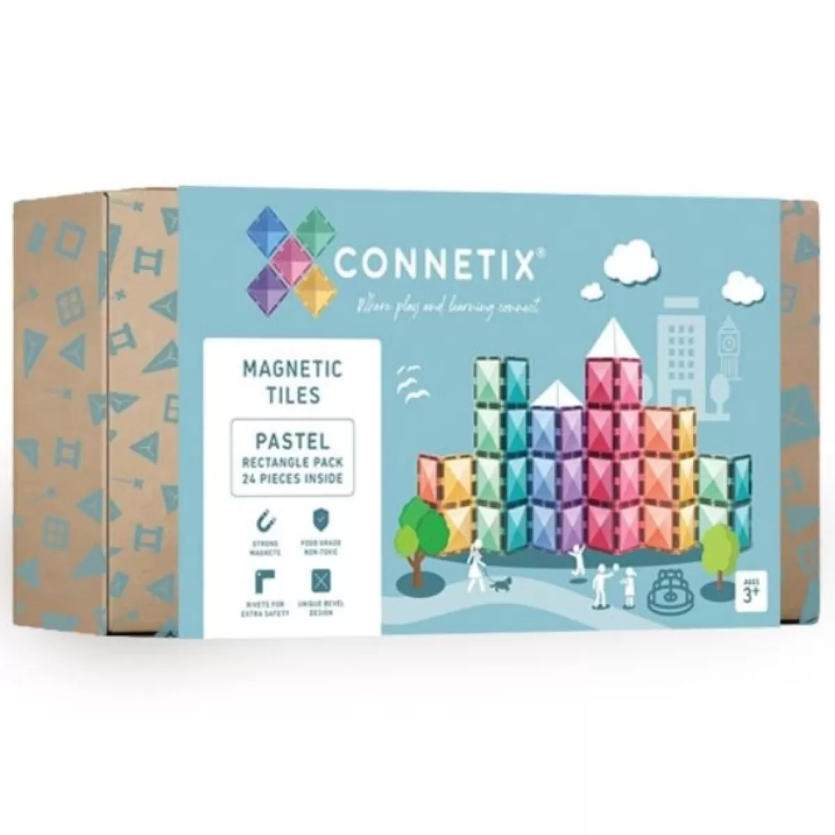 Bouwspeelgoed-Connetix Tiles Pastel Rectangle Pack (24St)