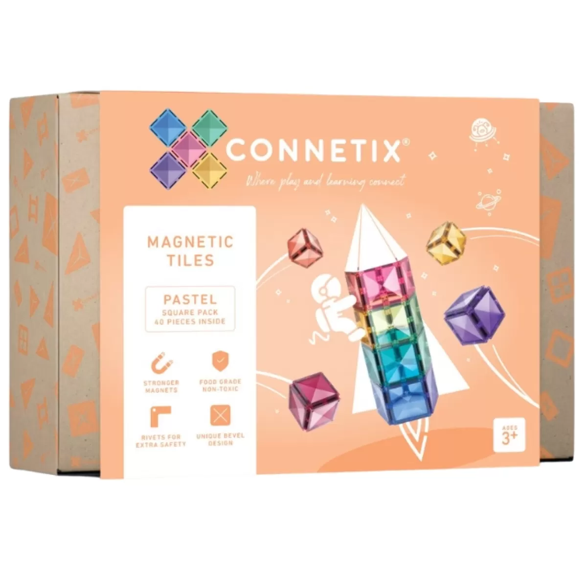 Bouwspeelgoed-Connetix Tiles Pastel Square Pack (40St)