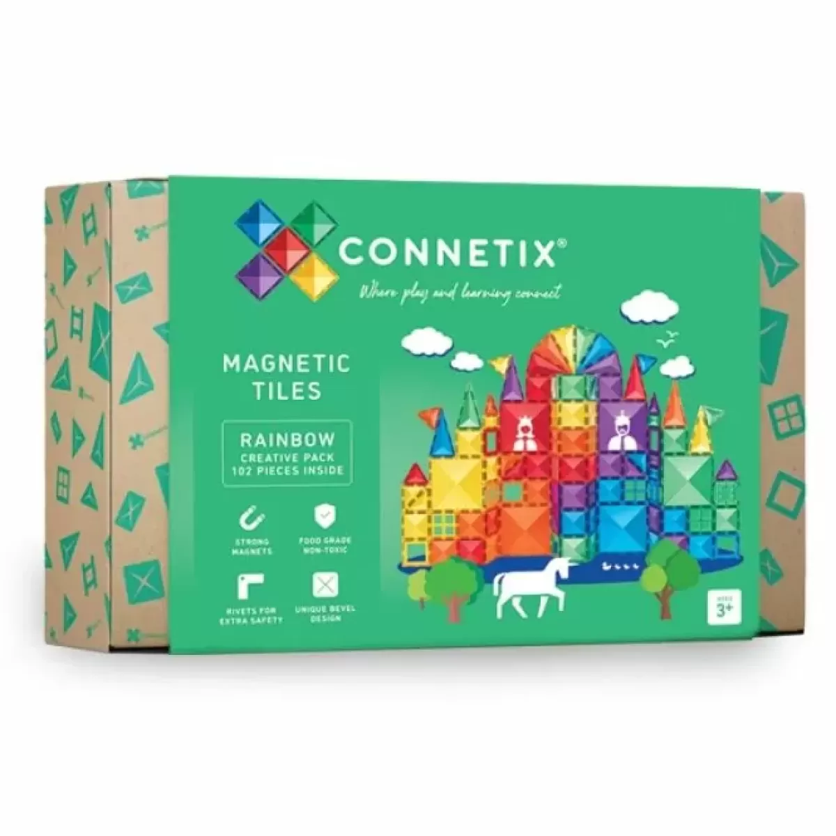 Bouwspeelgoed-Connetix Tiles Rainbow Creative Pack (102St)