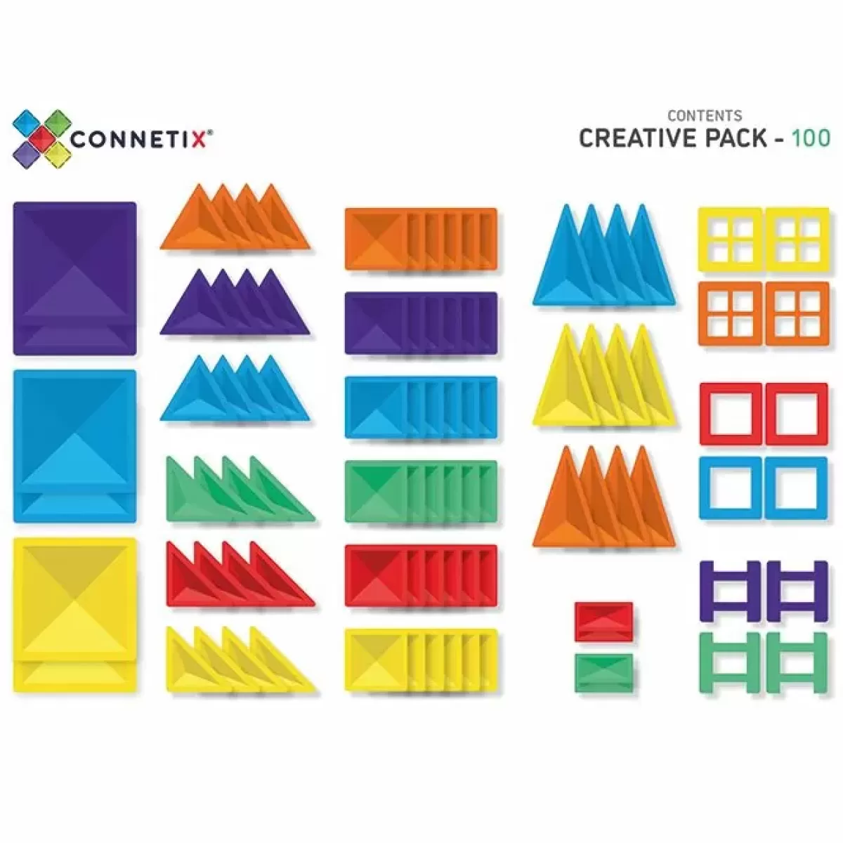 Bouwspeelgoed-Connetix Tiles Rainbow Creative Pack (100St)