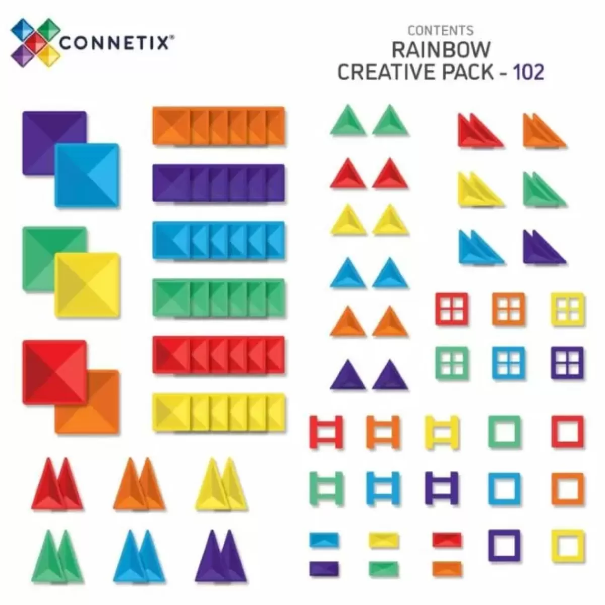 Bouwspeelgoed-Connetix Tiles Rainbow Creative Pack (102St)