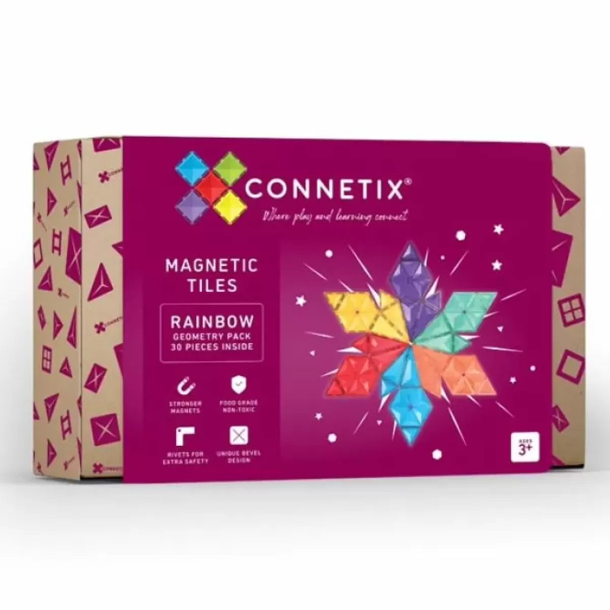 Bouwspeelgoed-Connetix Tiles Rainbow Geometry Pack (30St)