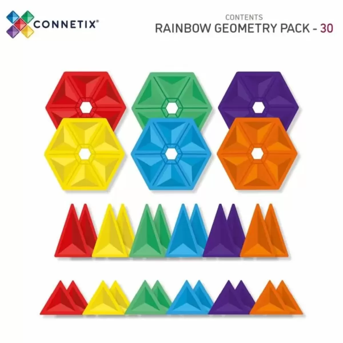 Bouwspeelgoed-Connetix Tiles Rainbow Geometry Pack (30St)