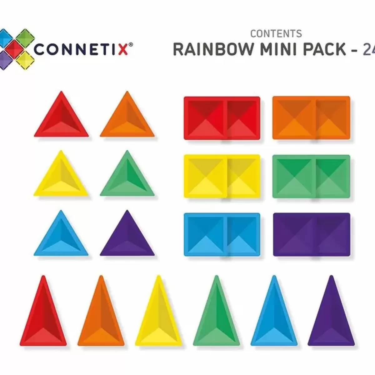 Bouwspeelgoed-Connetix Tiles Rainbow Mini Pack (24St)