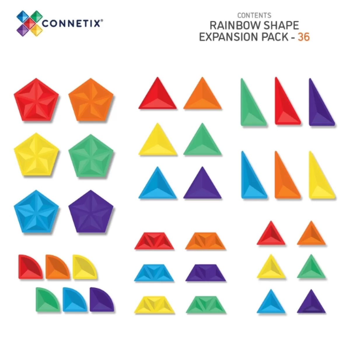 Bouwspeelgoed-Connetix Tiles Rainbow Shape Expansion Pack (36St)