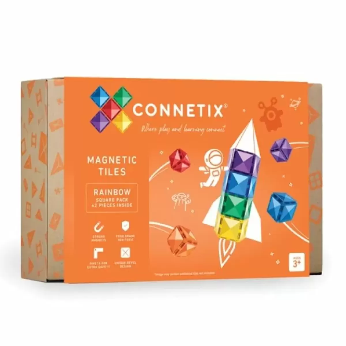 Bouwspeelgoed-Connetix Tiles Rainbow Square Pack (42St)