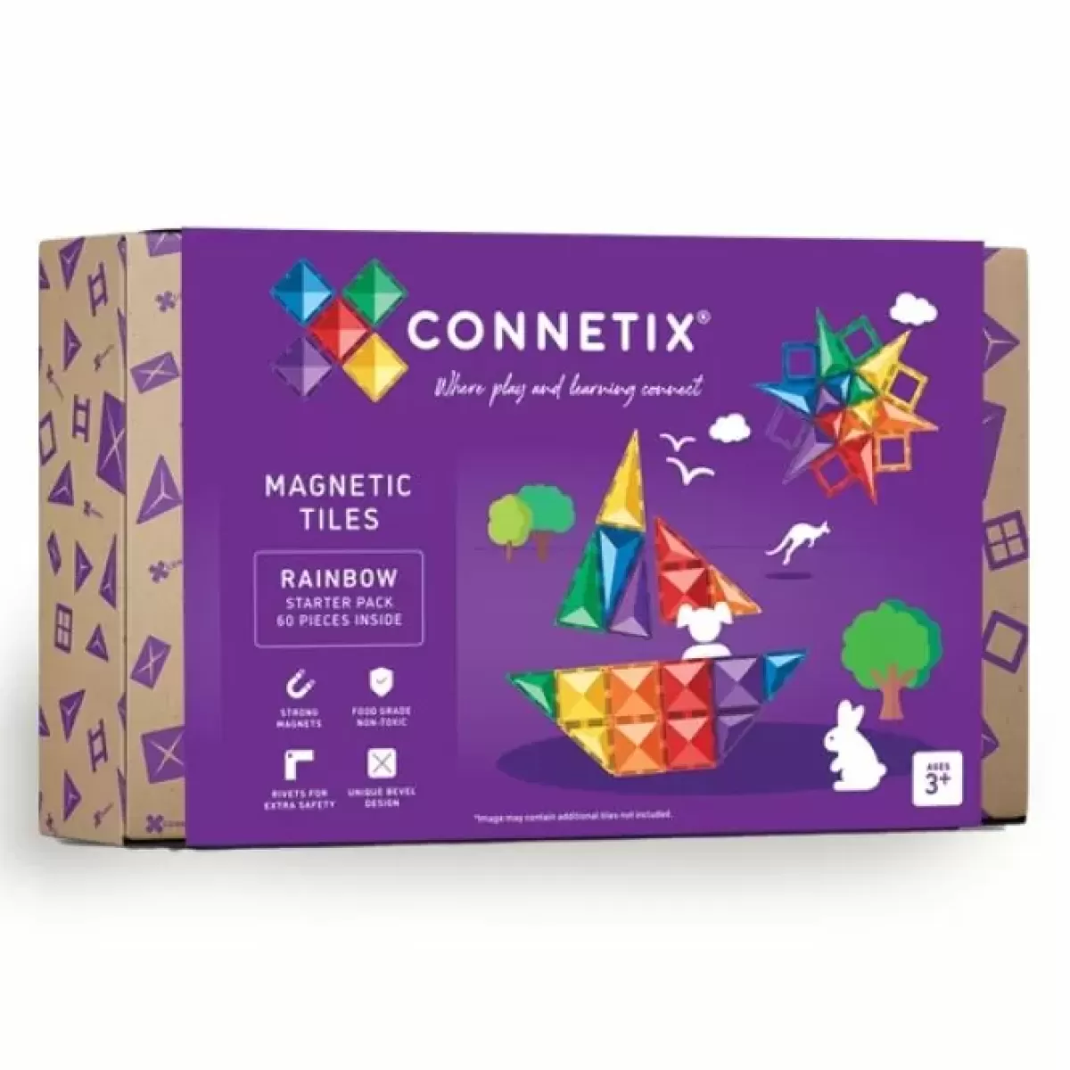 Bouwspeelgoed-Connetix Tiles Rainbow Starter Pack (60St)