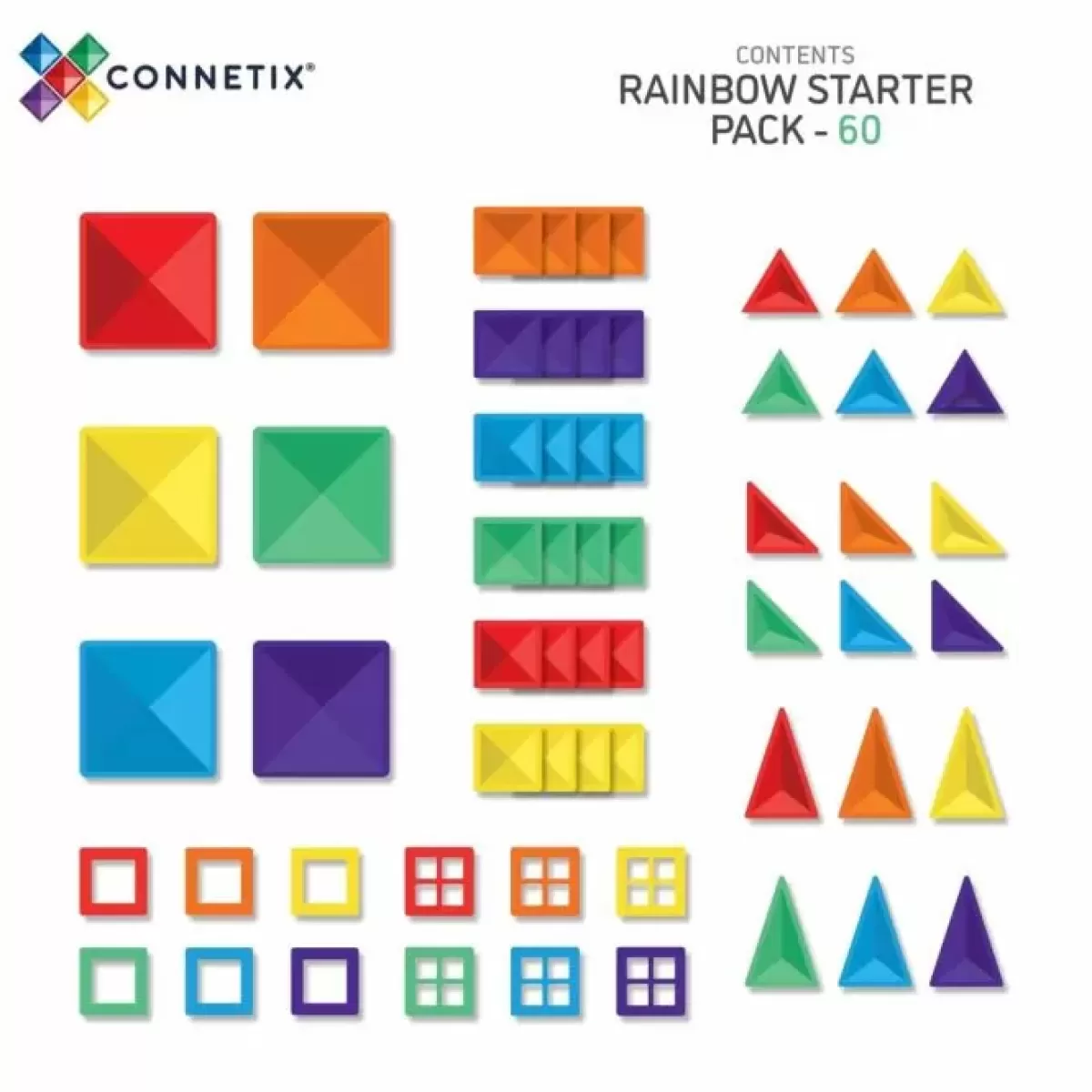 Bouwspeelgoed-Connetix Tiles Rainbow Starter Pack (60St)