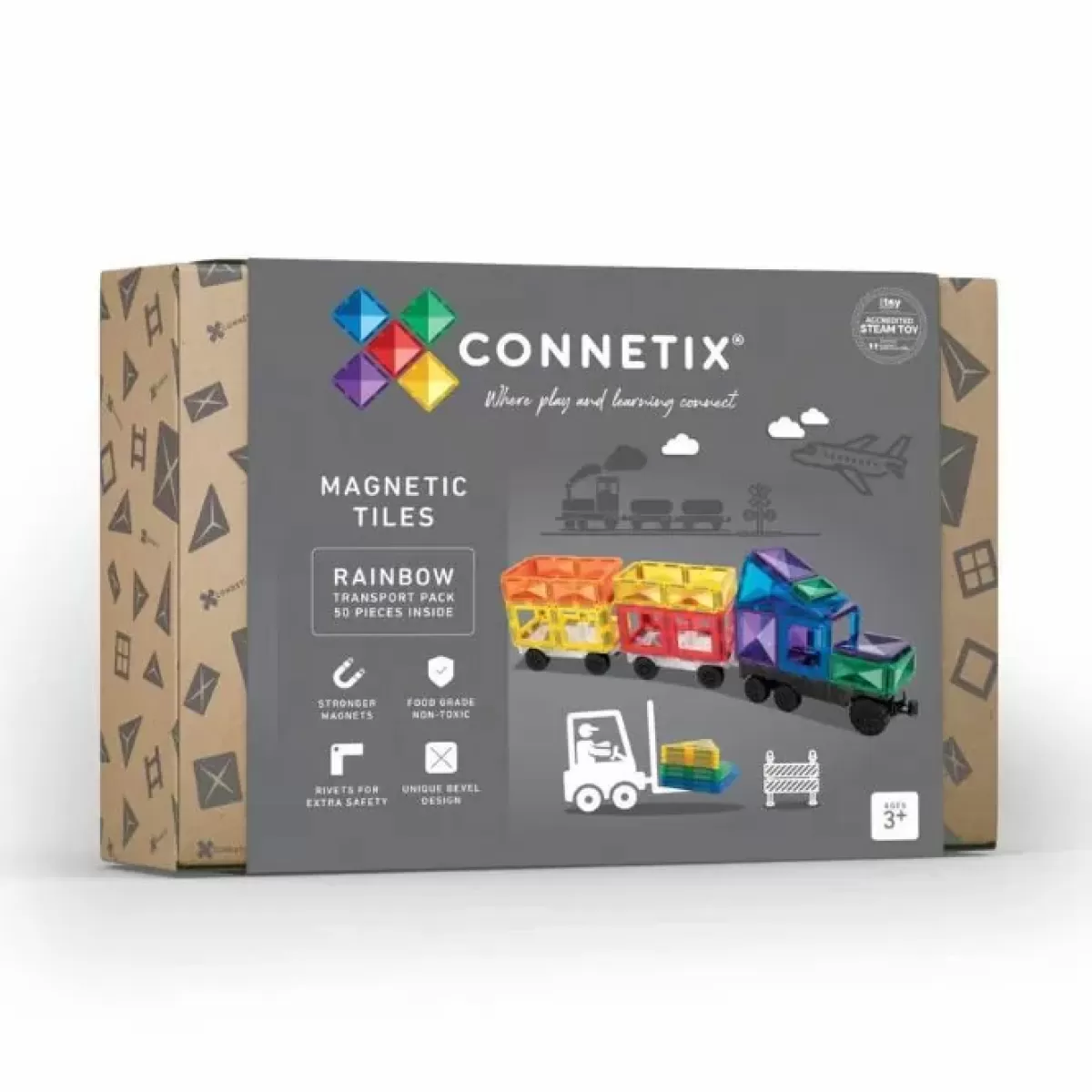 Bouwspeelgoed-Connetix Tiles Rainbow Transport Pack (50St)