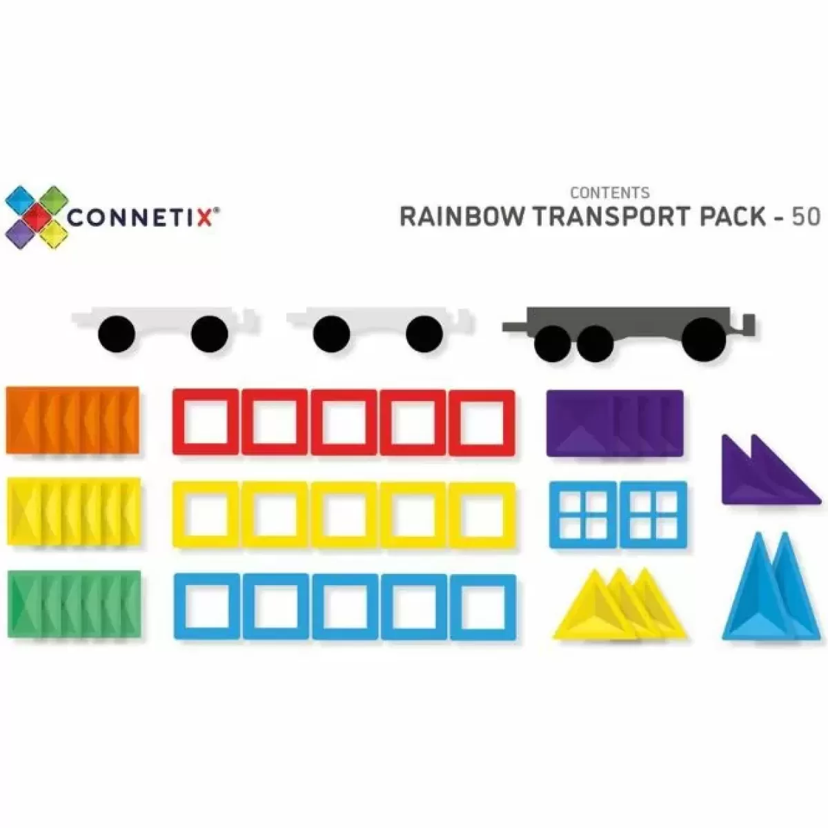 Bouwspeelgoed-Connetix Tiles Rainbow Transport Pack (50St)