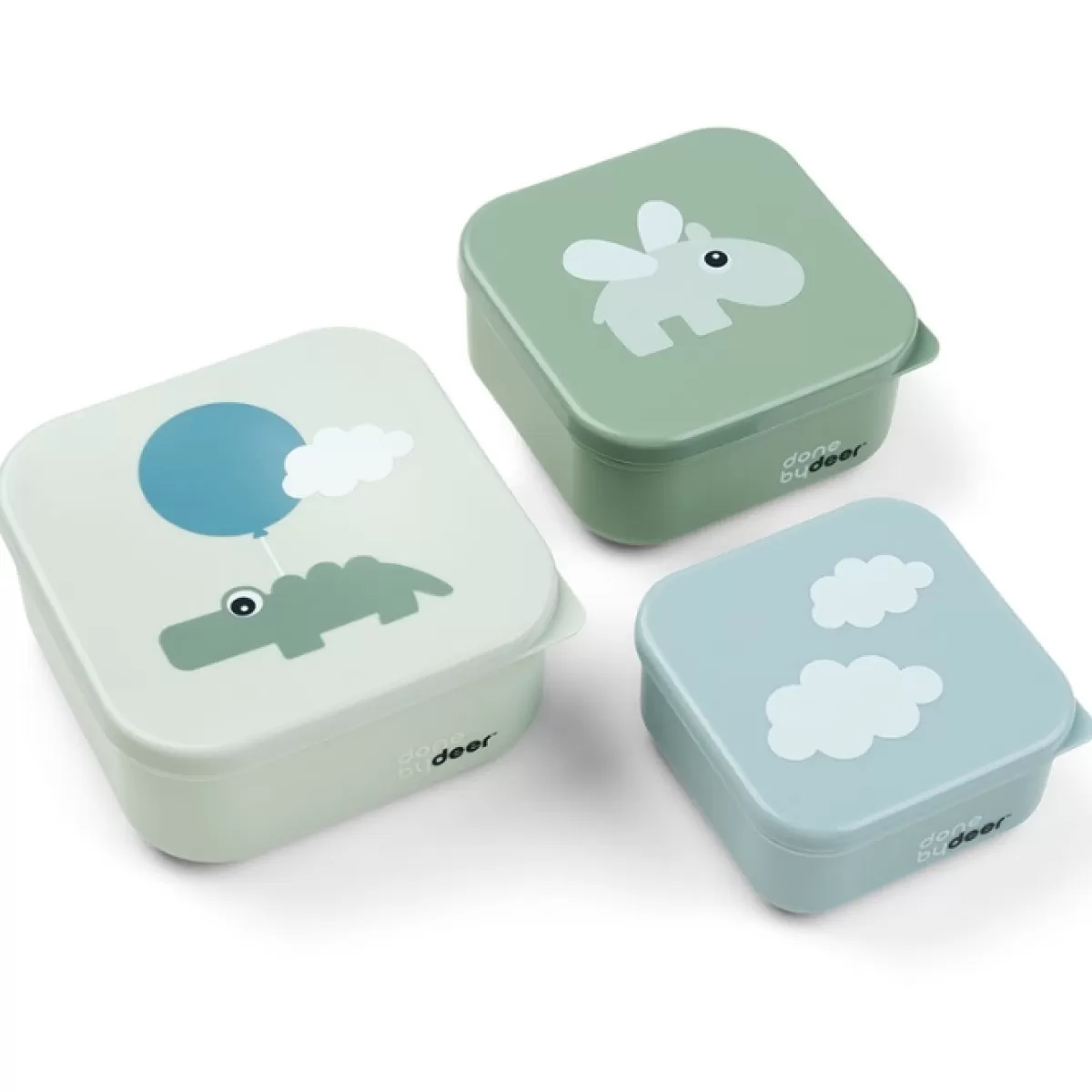 Bakjes & Kommetjes-Done by Deer Snackbox Set (3St) Happy Clouds Green