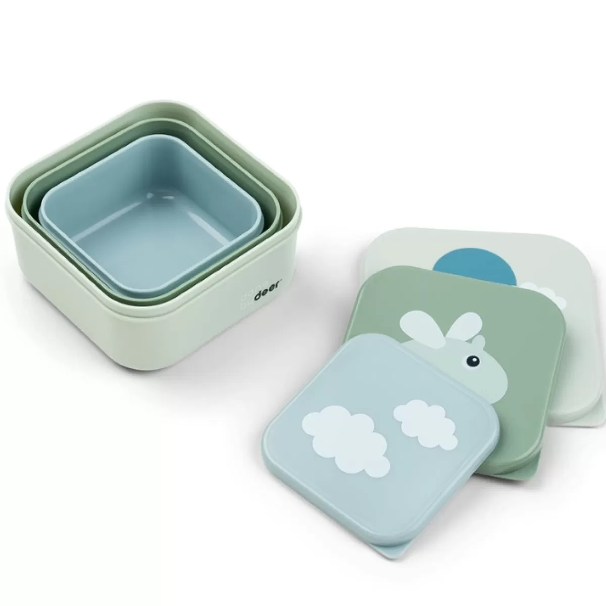 Bakjes & Kommetjes-Done by Deer Snackbox Set (3St) Happy Clouds Green