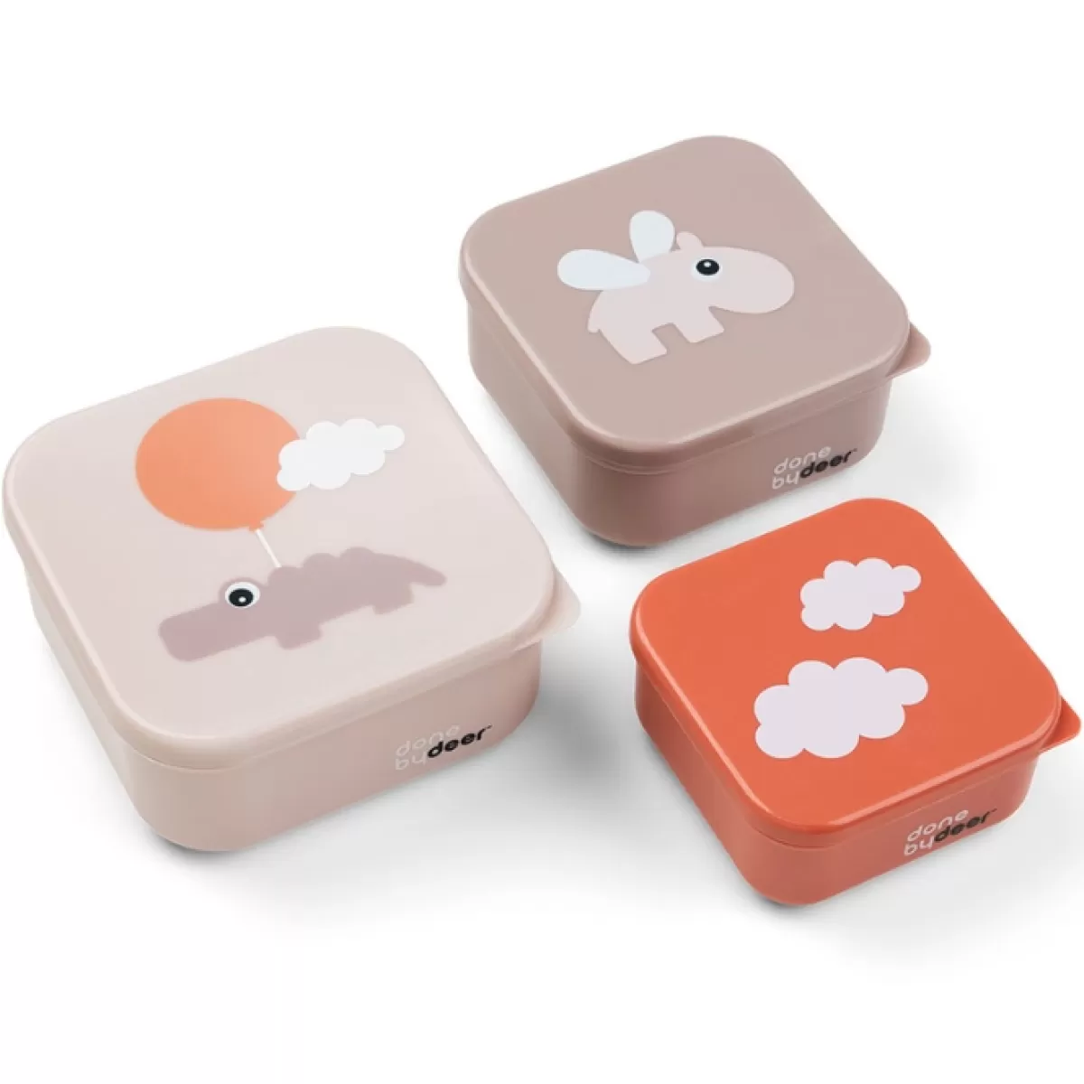 Bakjes & Kommetjes-Done by Deer Snackbox Set (3St) Happy Clouds Powder