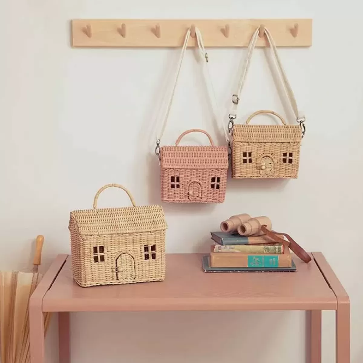 Poppen & Accessoires-Olli Ella Draagbaar Poppenhuisje Casa Bag Straw