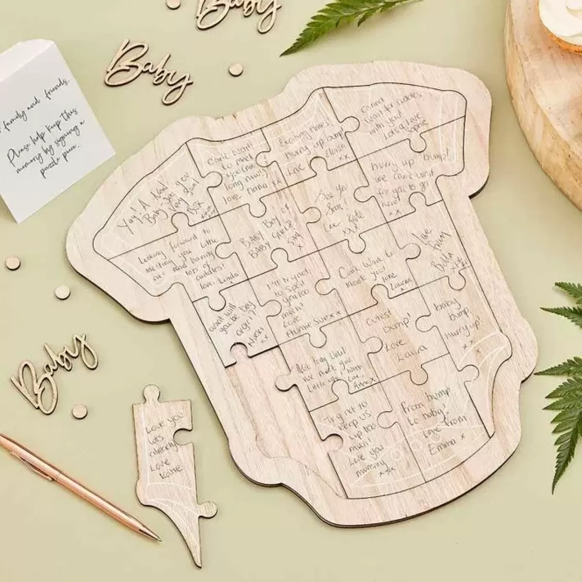 Botanical Baby-Ginger Ray Gastenboek Houten Puzzel Romper Botanical Baby