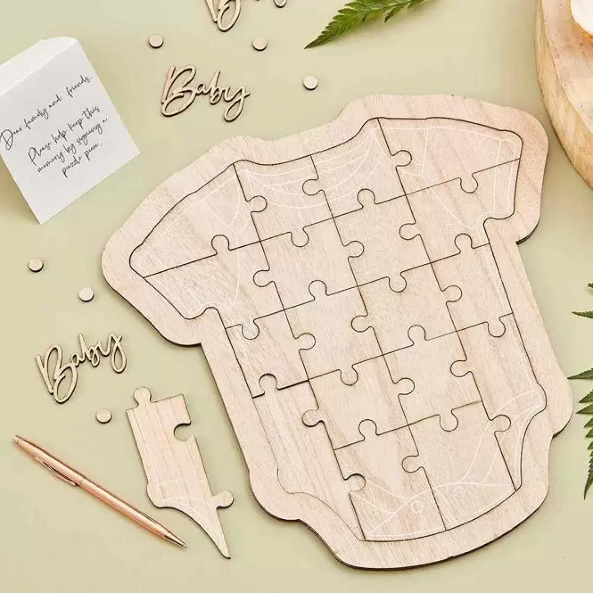 Botanical Baby-Ginger Ray Gastenboek Houten Puzzel Romper Botanical Baby