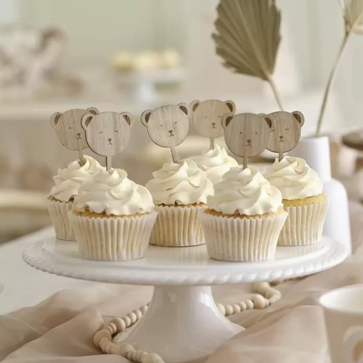 Teddy Bear-Ginger Ray Teddy Bear Cupcake Prikkers - Schattig & Hout