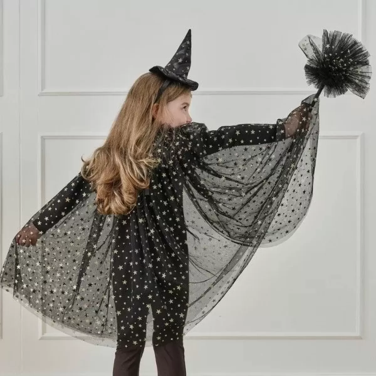 Verkleedkleding Meisjes-Ginger Ray Halloween Heksencape Zwart/Goud