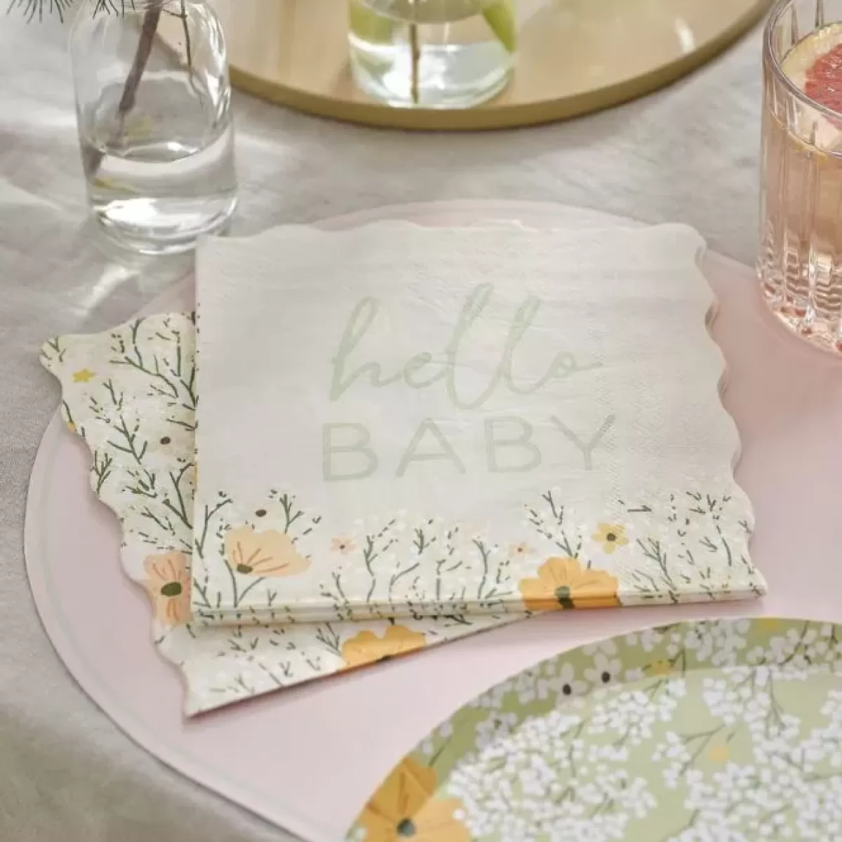 Floral Baby-Ginger Ray Hello Baby Servetten | - Bloemrijk & Sfeervol