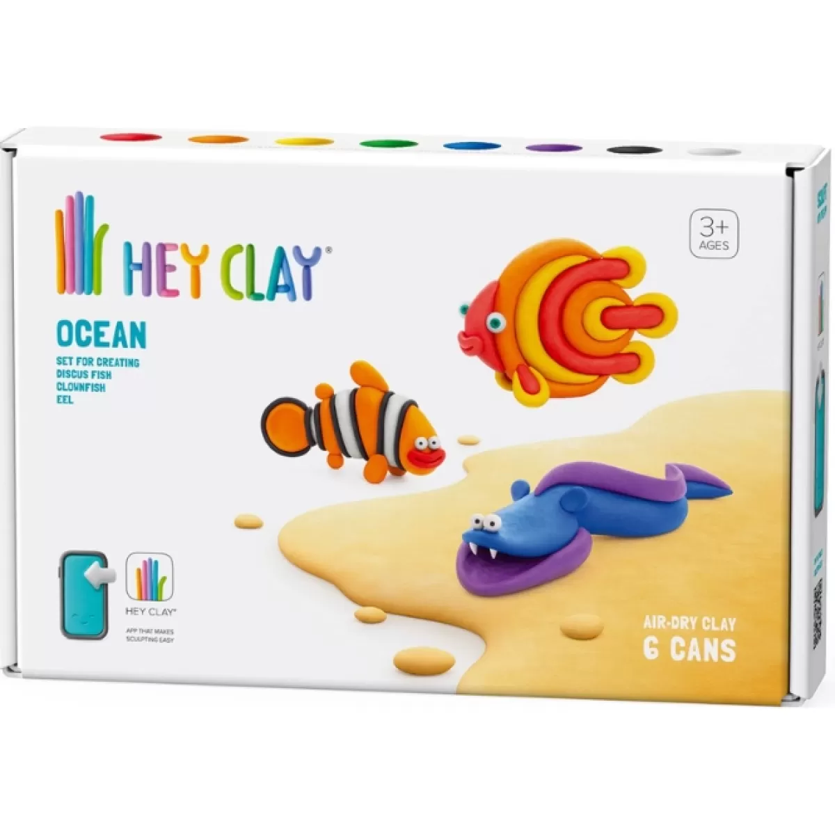 Tekenen En Knutselen-Hey Clay Boetseerklei Ocean Clownfish, Discus Fish, Eel (6St)