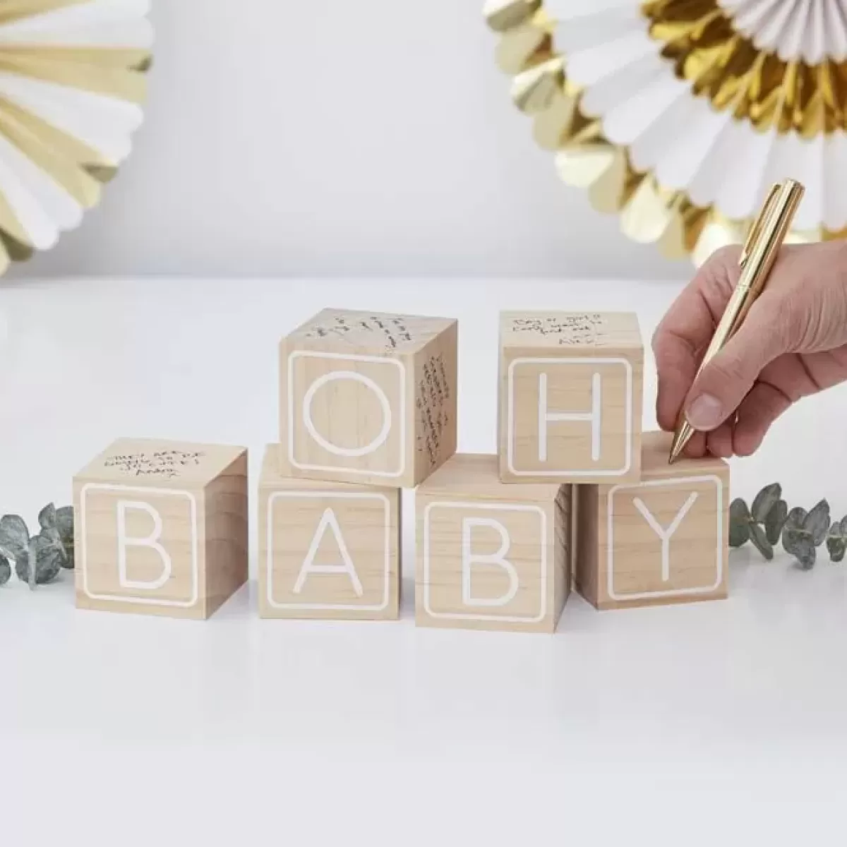 Oh Baby!-Ginger Ray Houten Blokken Gastenboek Oh Baby!