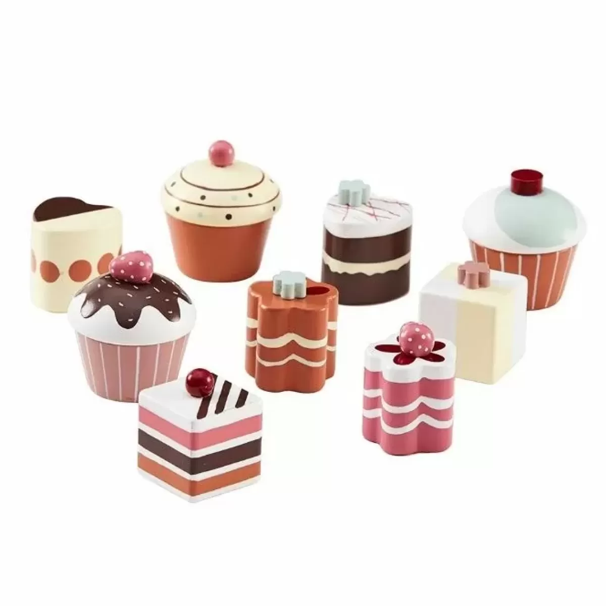 Houten Speelgoed-Kids Concept Houten Taartjes En Cupcakes (9St)