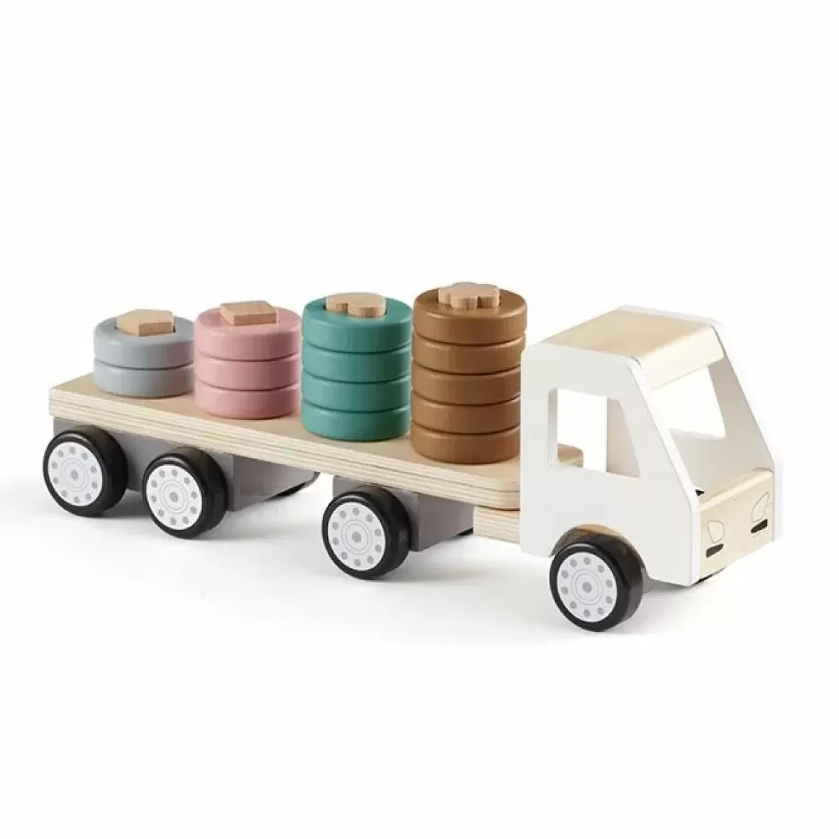 Houten Speelgoed-Kids Concept Houten Vrachtwagen Met Stapelringen Aiden