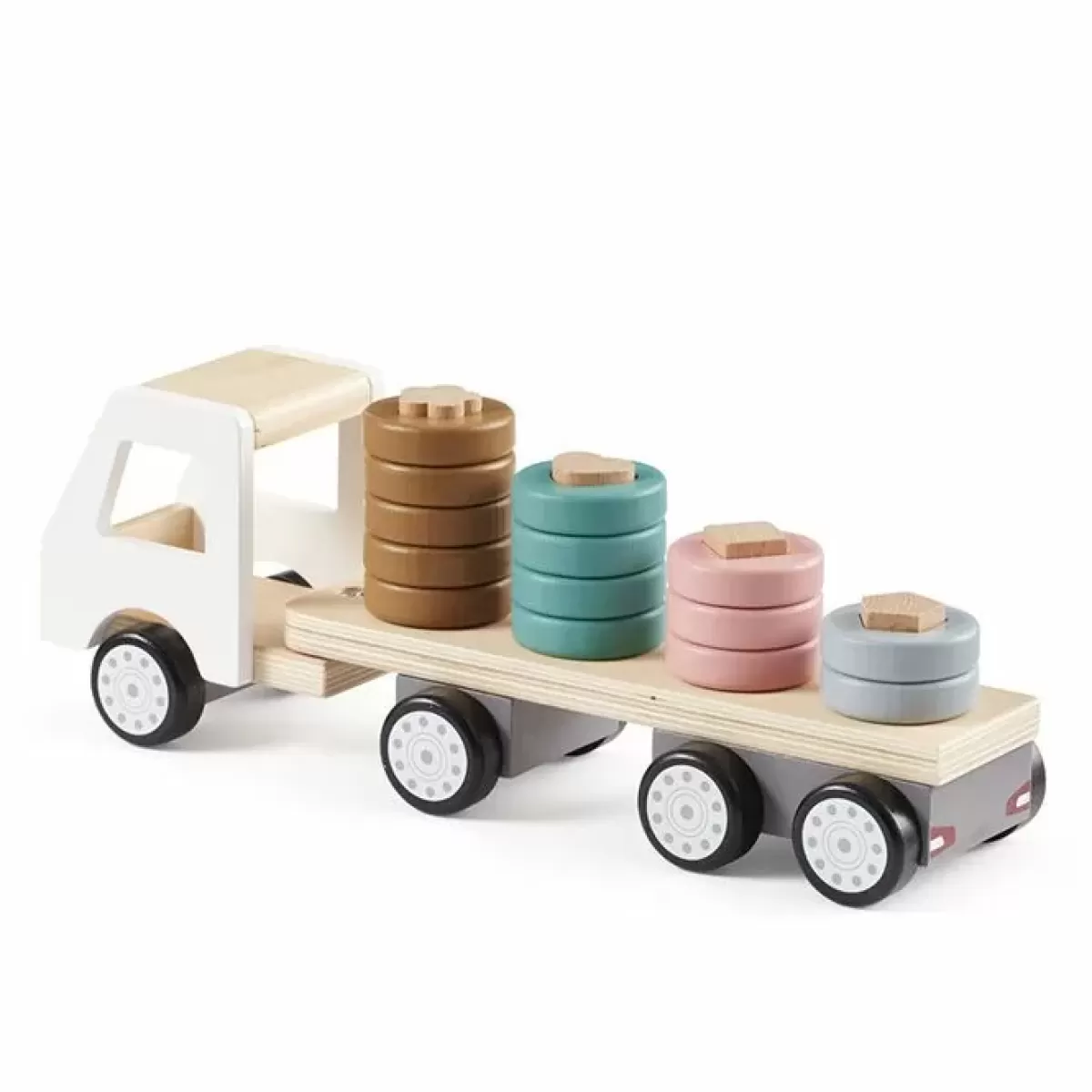 Houten Speelgoed-Kids Concept Houten Vrachtwagen Met Stapelringen Aiden