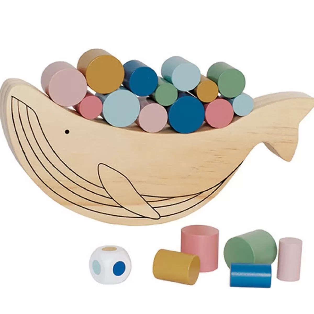 Spelletjes-Jabadabado Houten Balansspel Walvis