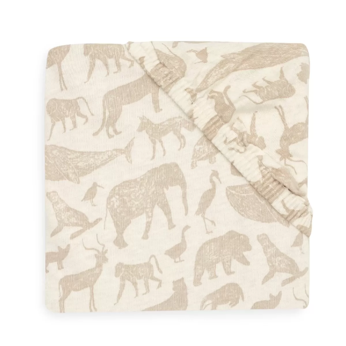 Hoeslakens-Jollein Hoeslaken Wieg Jersey Animals Nougat 40X80Cm