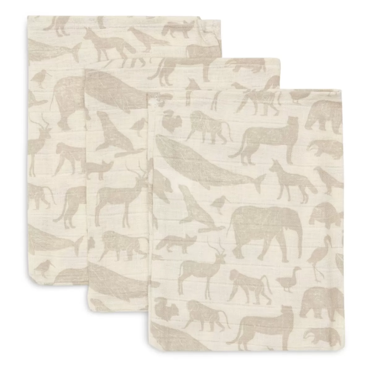 Washandjes-Jollein Hydrofiele Washandjes Animals Nougat (3St)