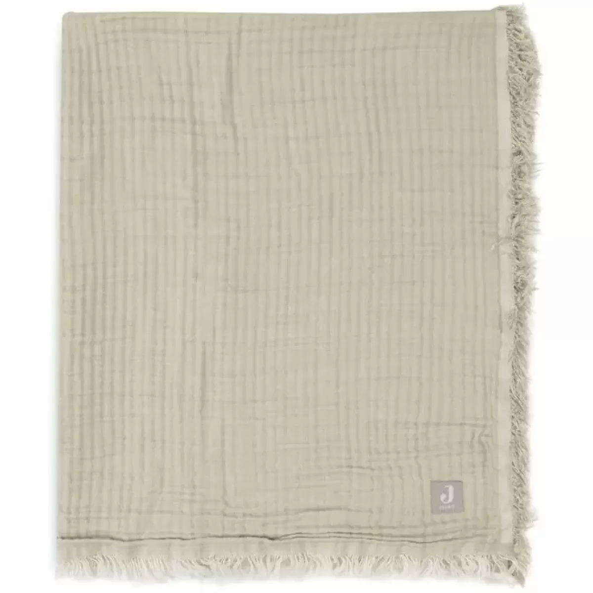 Dekentjes-Jollein Wiegdeken Fringe Olive Green/Ivory