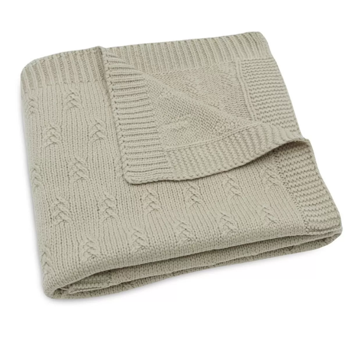 Dekentjes-Jollein Wiegdeken Grain Knit Olive Green 75X100Cm