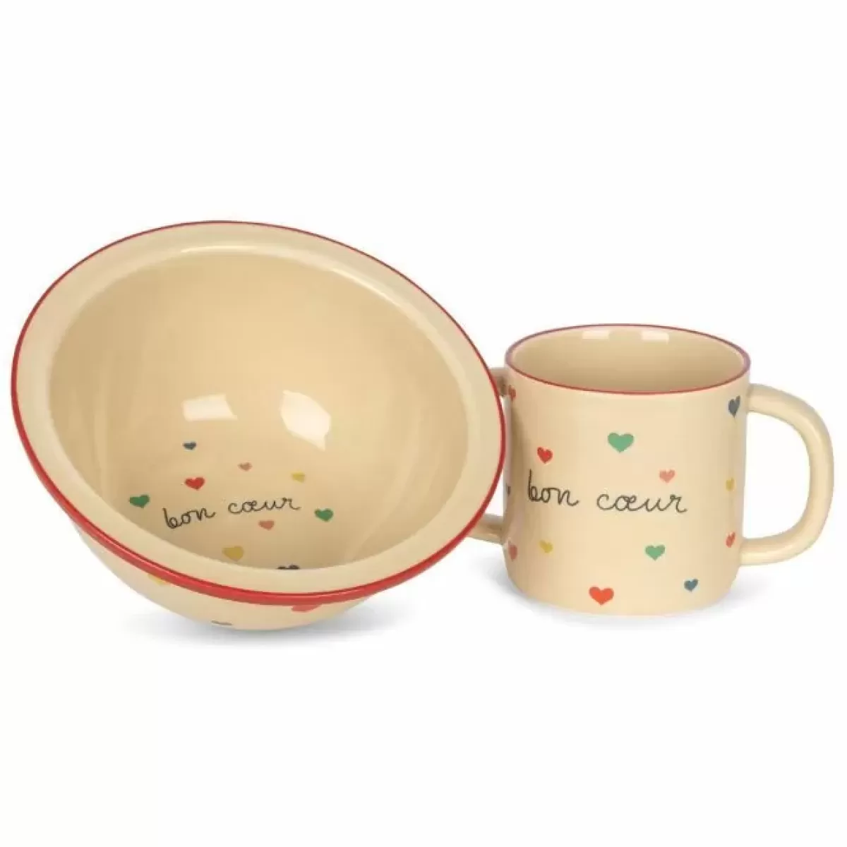 Drinkbekers-Konges Slojd Ceramic Bon Coeur Mok & Schaaltje