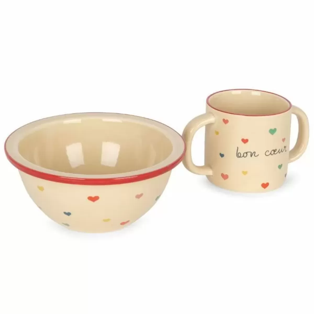 Drinkbekers-Konges Slojd Ceramic Bon Coeur Mok & Schaaltje