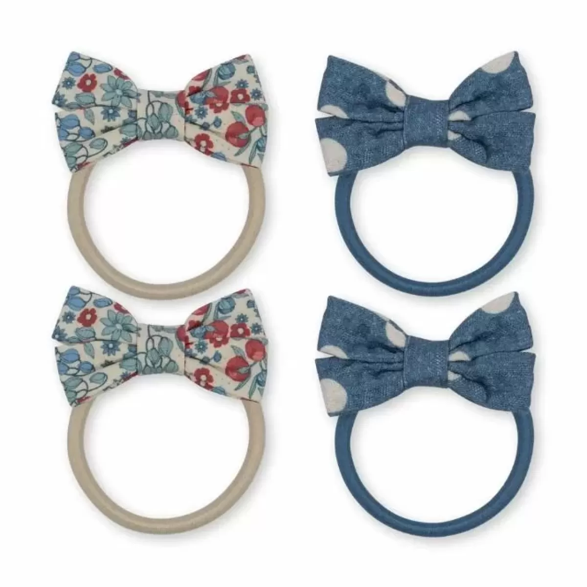 Haaraccessoires-Konges Slojd Haarelastiekjes Bow Bibi Bleu/Captain Dot (4St)