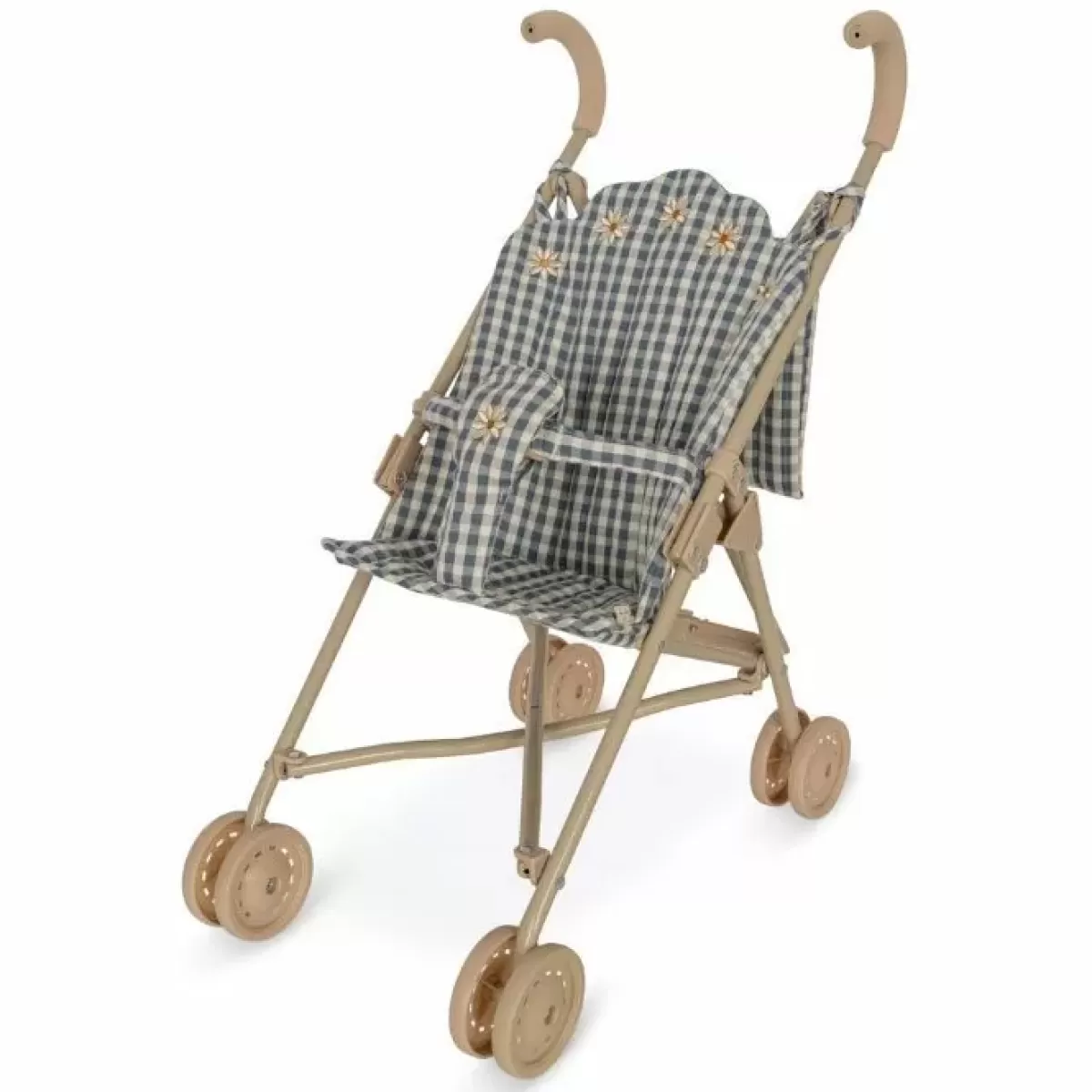 Poppen & Accessoires-Konges Slojd Poppenbuggy Captains Blue Check - Retro Stijl