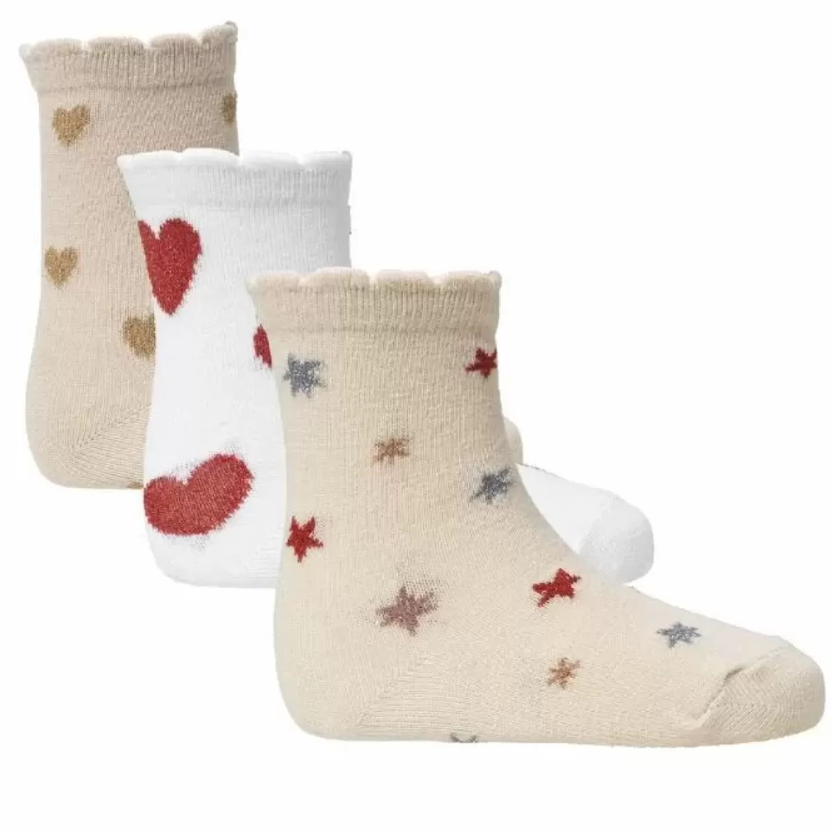 Sokken & Maillots-Konges Slojd Sokken Jacquard Heart & Stars (3 Paar)