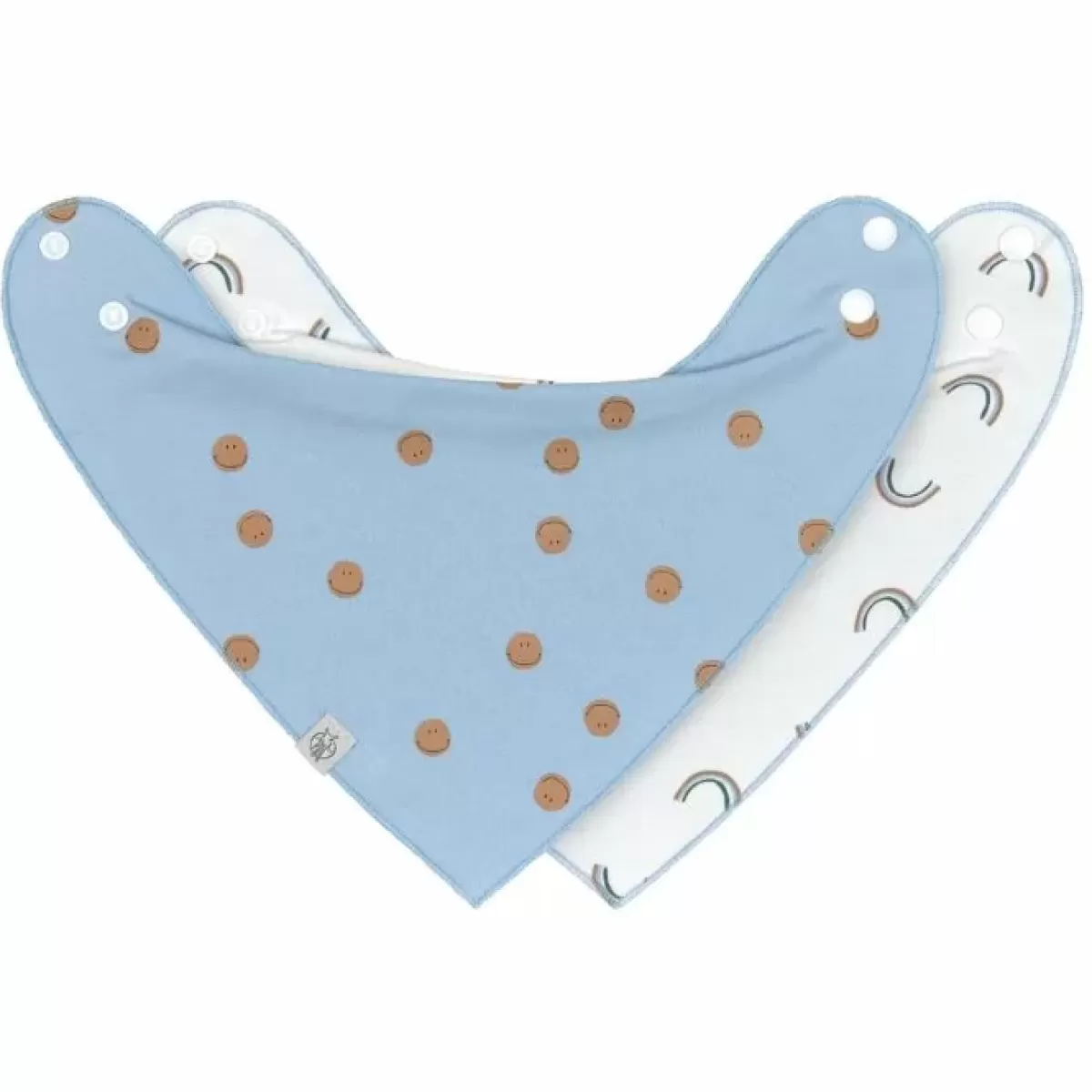 Kwijlslabbetjes-Lässig Lassig Bandana Happy Rascals/Smile Sky Blue (2St) - Stijlvol & Praktisch