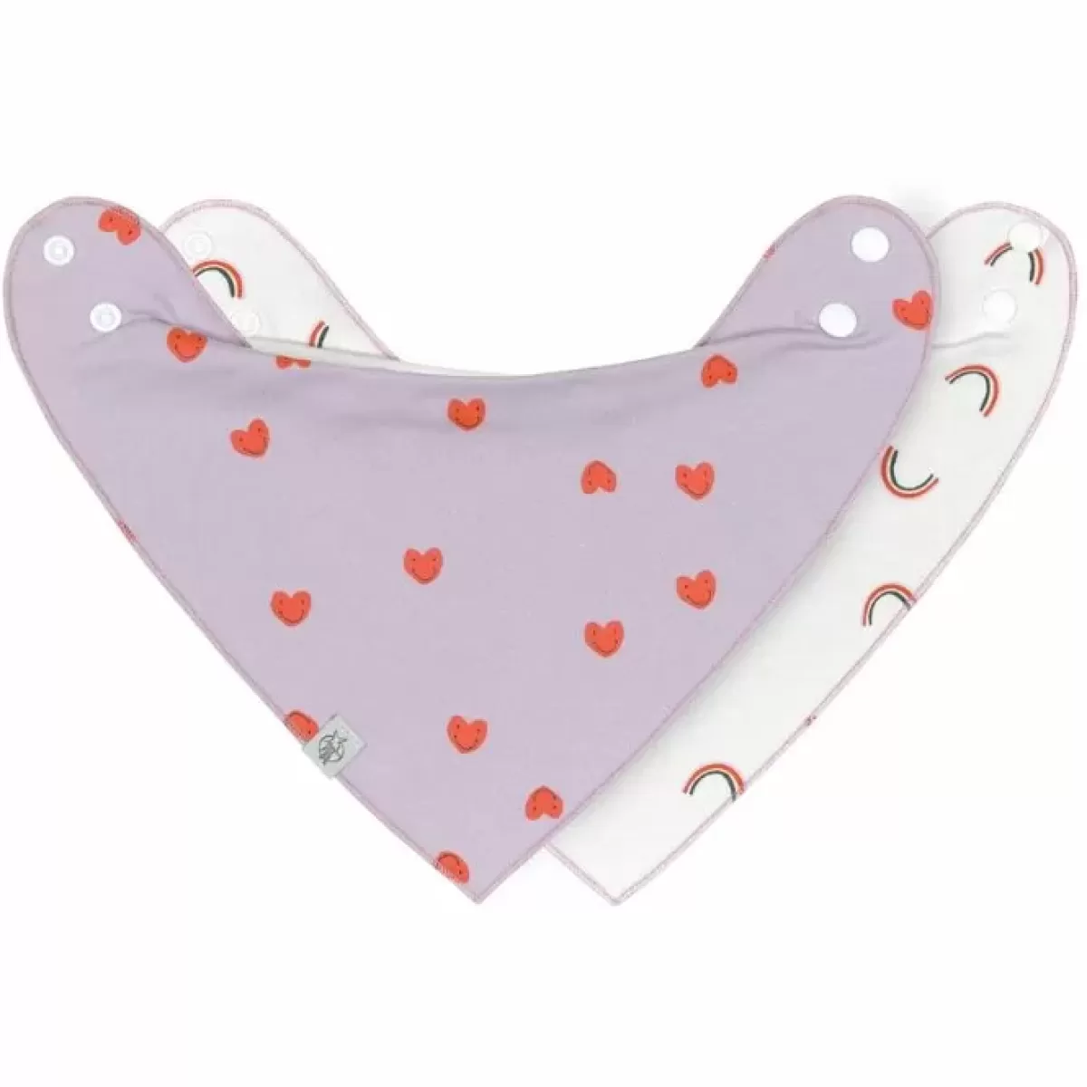 Kwijlslabbetjes-Lässig Lassig Bandana'S Happy Rascals/Heart Lavender (2St) - Zachte Bescherming