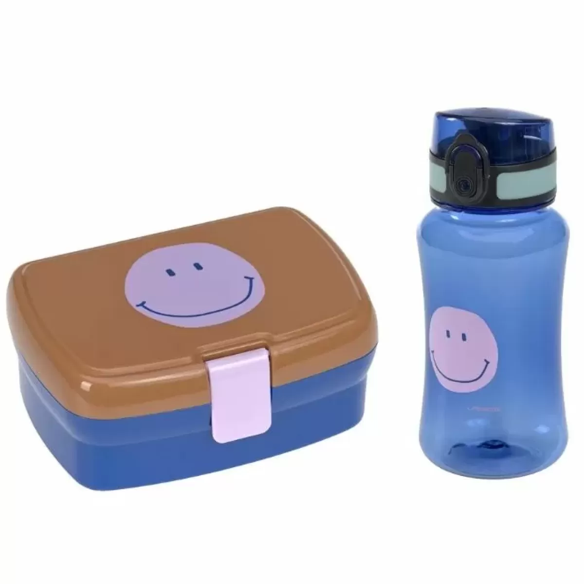 Broodtrommels-Lässig Lassig Lunchbox En Drinkbeker Little Gang Smiley Caramel