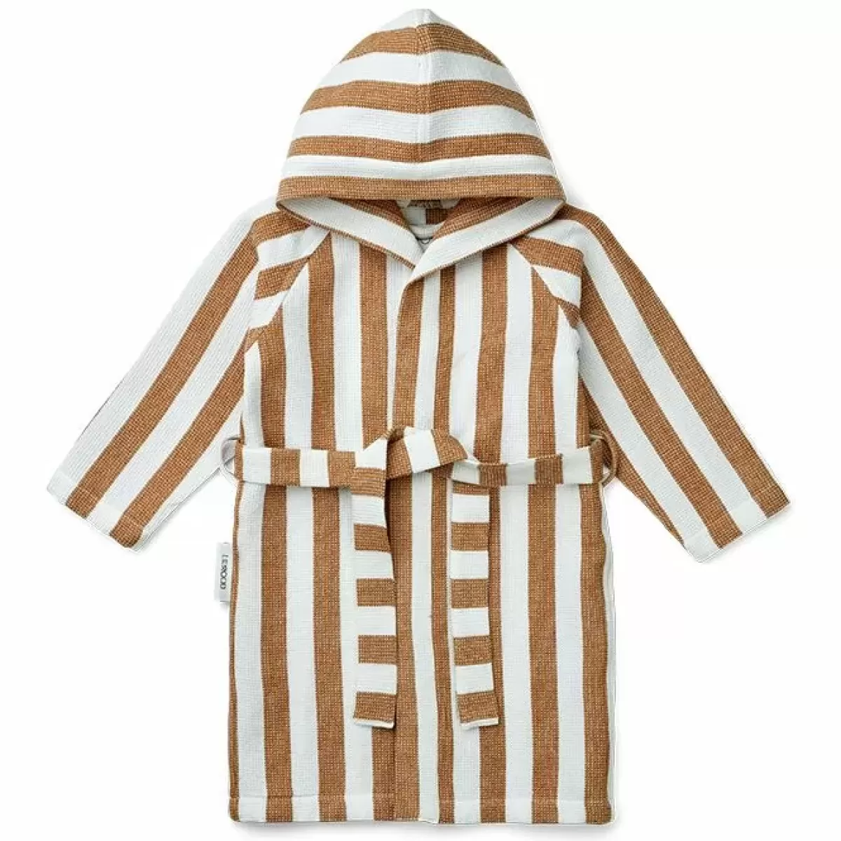 Badjassen-Liewood Badjas Gray Stripe Golden Caramel/White